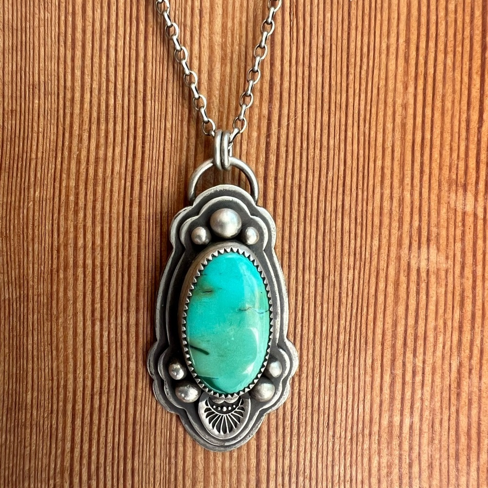 Silver and Turquoise Pendant Necklace